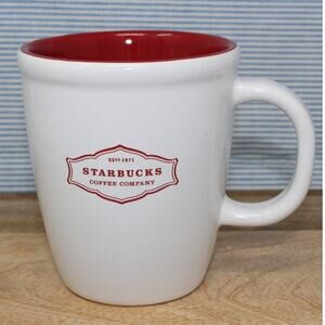 2006 Abbey Coffee Mug White~Red EST 1971 Starbucks Coffee Company 13oz